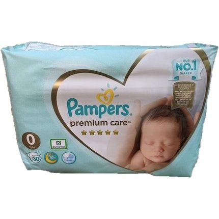 Pampers Premium Care Nappies Size 0 Up To 3Kg Newborn 30 Count