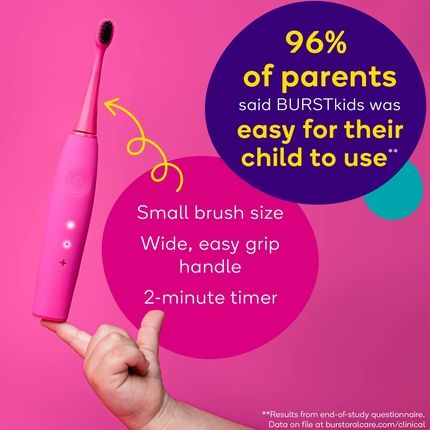 Burst Kids & Toddlers Electric Toothbrush Pink With Soft Bristles - Image 3