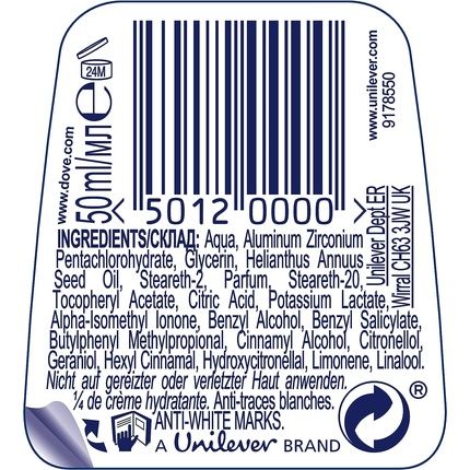 Dove Invisible Dry Roll-On Deodorant Antiperspirant 50Ml