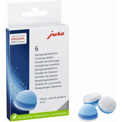 Jura 24225 3-Phase Cleaning Tablets Blue 6 Count