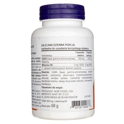 Now Foods Gaba 500Mg 100 Capsules - Image 3
