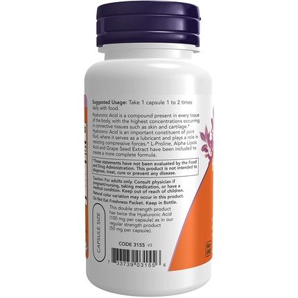 Now Foods Nf Hyaluronic Acid 100Mg 60 Vcapsules - Image 3