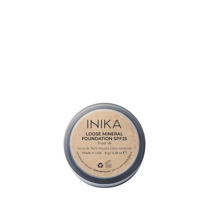 Inika Organic Mineral Powder Foundation With Spf 25 Vegan Makeup Buildable Coverage Flawless Radiance & Glow Blemish Coverage Cruelty Free Sustainable Packaging 8G 0.28 Ounce
