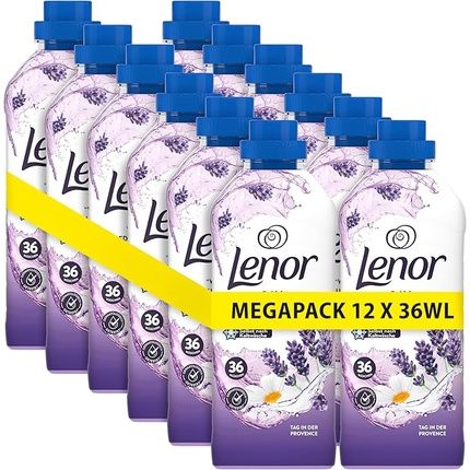 Lenor Fabric Softener Mega Pack 12 36 Washes Provence 24 Hours 'Like Freshly Showered' Feeling With Active Odour Repellent