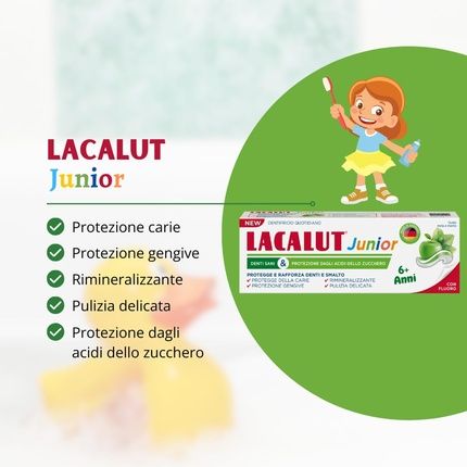 Lacalut Junior Toothpaste 6+ Years Daily Hygiene Cavity Protection With Fluoride And Xylitol Apple And Mint Flavor 55Ml - Image 3