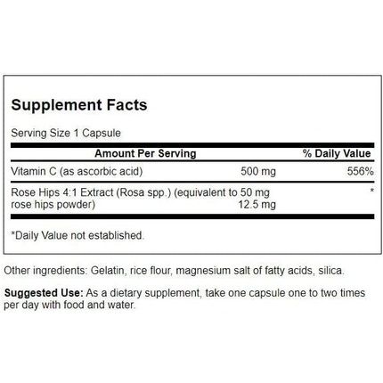 Swanson Vitamin C With Rose Hips Antioxidant Supplement 500Mg 100 Capsules