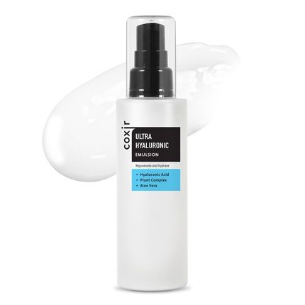 [Coxir] Ultra Hyaluronic Emulsion 100Ml/3.38 Fl.Oz Korean Daily Face Moisturizer For Dry Dehydrated Skin Long-Lasting Hydration With Hyaluronic Acid Collagen And Plant Complex 19 Lightweight