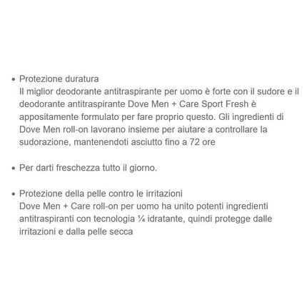 Dove Men Care Deodorant Roll On Advanced Care Sport Fresh Antiperspirant For Men Alcohol-Free With 1/4 Moisturizing Cream Protection Up To 72 Hours 50Ml