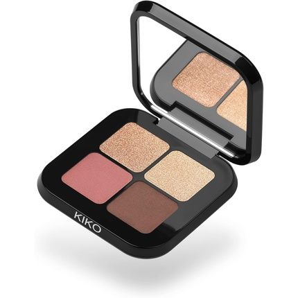 Kiko Milano Bright Quartet Eyeshadow Palette With Four Baked Eyeshadows For Wet And Dry Use Rosy Mauve Variations