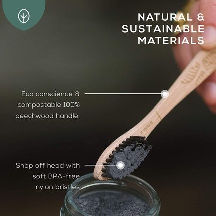 Georganics Beech Toothbrush Eco-Friendly Compostable Handle With Bpa-Free Bristles Adult Soft - Image 3