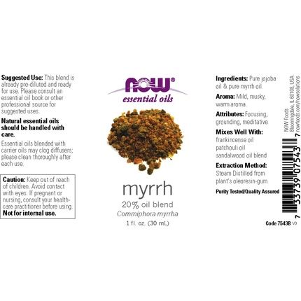 Now Foods Myrrh Essential Oil Blend 20% 1 Fl Oz (30 Ml)