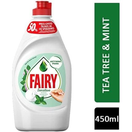Fairy 450 Ml Washing Up Liquid Sensitive Tea Tree And Mint, 0.4889 Kg, Hofai064A