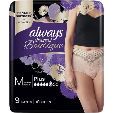 Always Discreet Boutique Incontinence Pants Women Medium Plus 9 High Absorbency Pants Odor Neutralizer Dress Size 10-16 Beige