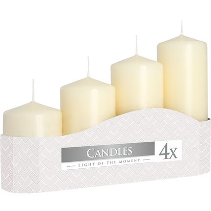 Set Of 4 50Mm Diameter Pillar Candles, Red Or Ivory 70Mm - 130Mm In Height - Image 3