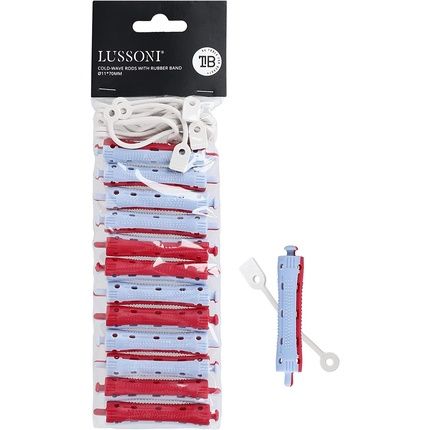 T4B Lussoni Hair Rollers With Elastic Band For Waves And Perm Treatment Two-Tone 12 Rollers 11X70Mm