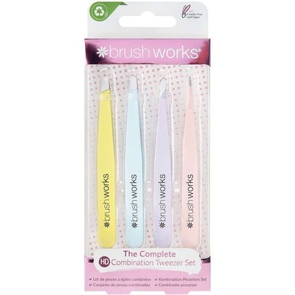 Brushworks Hd 4 Piece Combination Tweezer Set - Mixed