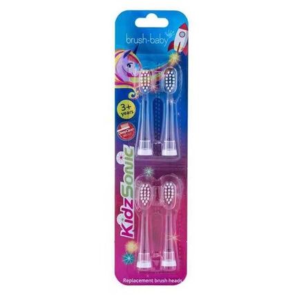Brush Baby Kidz Sonic Toothbrush Heads For Ages 3-6, Pack Of 4