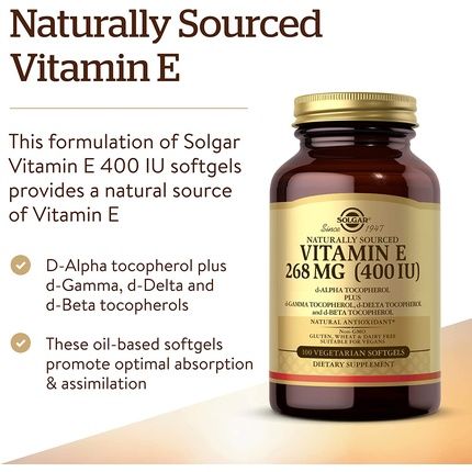 Solgar Natural Source Vitamin E 268Mg Vegetable Softgels 100 Pack - Fights Free Radicals And Supports Immune System - Vegan And Gluten Free - Image 3