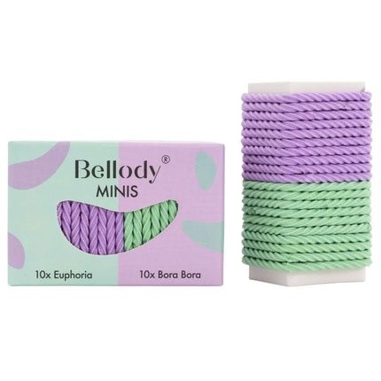 Bellody Minis Small Mini Hair Ties For Stylish Braids And Small Braids 20 Pieces Turquoise/Violet