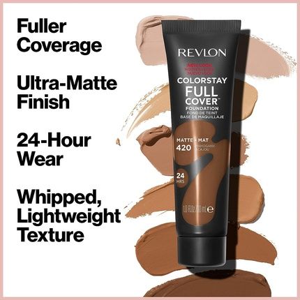 Revlon Colorstay Full Cover Longwear Matte Foundation Heat & Sweat Resistant Lightweight Face Makeup 30Ml 200 Nude