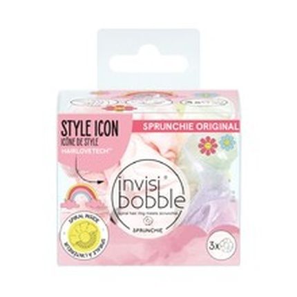 Invisibobble Retro Dreamin' Pastel Scrunchie Hair Tie Set 3 Pack For Girls And Women - Pink And Colorful Scrunchies - Designed In The Heart Of Munich