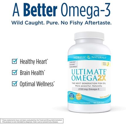 Nordic Naturals Ultimate Omega 2X Lemon Flavor 2150Mg Omega-3 180 Soft Gels