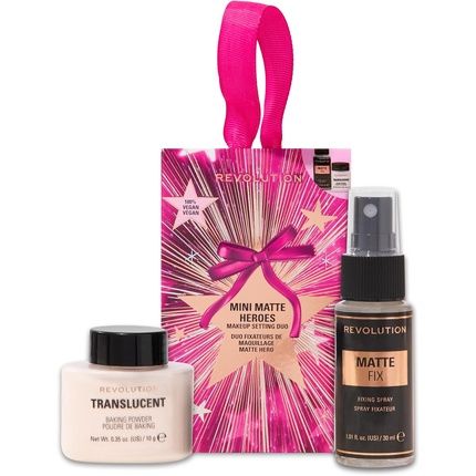 Revolution Mini Matte Hero'S Makeup Setting Duo Translucent Loose Baking Powder