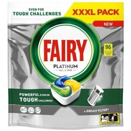 Fairy Platinum All In One Dishwasher Tabs Lemon 96 Pieces