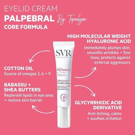 Svr Palpebral Ultra-Soothing Eye Cream For Dry Hypersensitive Itchy Flaky Eyelids Prone To Irritation Eczema Blepharatis Steroid-Free Formula 15Ml - Image 3