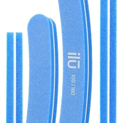 T4B Ilu Double-Sided Blue Nail File For Manicure And Pedicure Curved Shape 100/180 Grit - Image 3