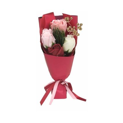 Emanuela Biffoli Soap Bouquet With 4 Roses Water Lily And Green - Image 3