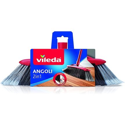 Vileda 137396 2-In-1 Double Corner Indoor Broom With Fiber Technology