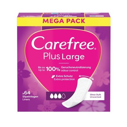 Carefree Plus Large Hygiene Liners Light Scent - 64 Pieces