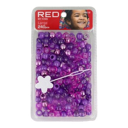 Red Kiss Large Hair Beads 240 Pieces Purple Assorted