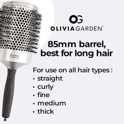 Olivia Garden Essential Blowout Classic Silver Hairbrush 85 - Image 3