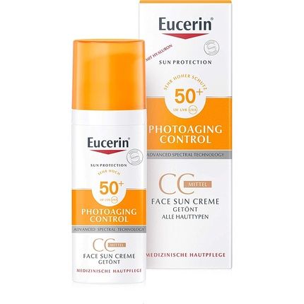 كريم جل الشمس ملون للوجه للتحكم في الشيخوخة من يوسيرين، متوسط ​​عامل حماية من الشمس SPF 50+ 50 مل