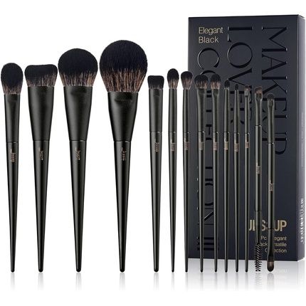 Jessup Makeup Brushes Set 14Pcs Black Kabuki Foundation