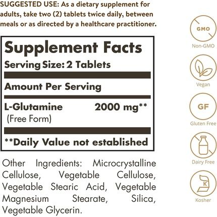 Solgar L-Glutamine 1000Mg Tablets Pack Of 60 Supports Muscle Function For Active Lifestyles Great Addition To Whey Powder Vegan