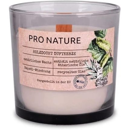 Muller Candles Pro Nature Scented Candle In Glass With Wooden Wick And Rapeseed Wax - Birch