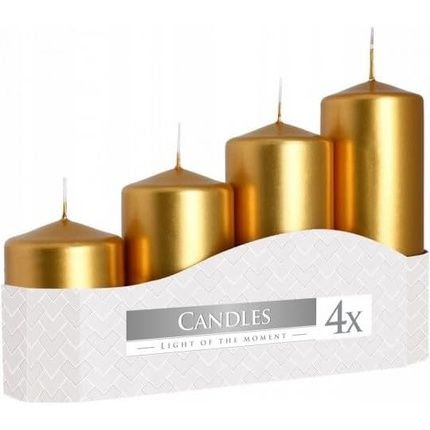 Bispol Gold Unscented 4 Pillar Candles 50Mm
