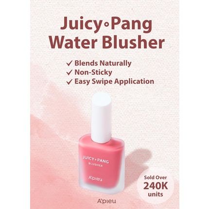 A'Pieu Juicy-Pang Water Blusher I'M Strawberry Korean Liquid Blush For Cheeks K Beauty Makeup 1 Count