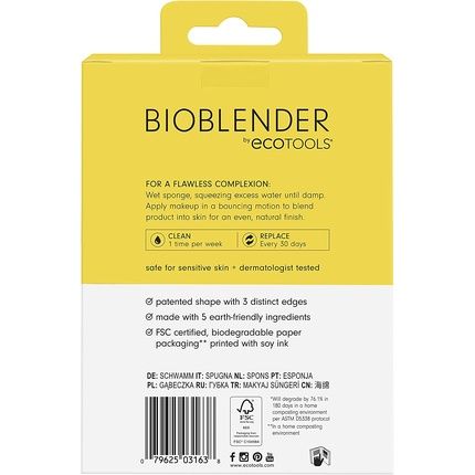 Ecotools Bioblender Makeup Sponge Duo Pack For Liquid And Cream Makeup 54G 3163 Violet - Pack Of 2