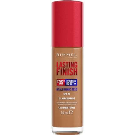 Rimmel Lasting Finish 35Hr Foundation 420 Warm Toffee Full Coverage Hydrating