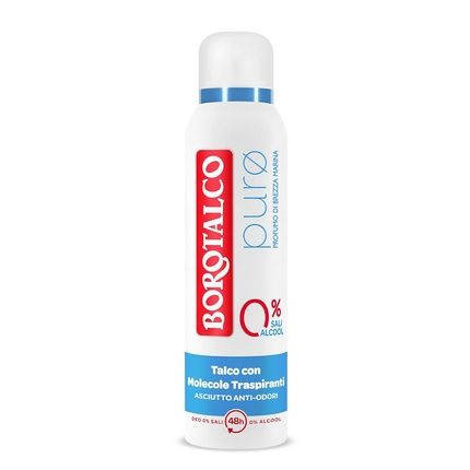 Borotalco Deodorant Spray Pure Sea Breeze With Talc And Breathable Molecules Alcohol And Aluminum-Free Dry And Odor-Blocking 48H Effectiveness Sea Scent