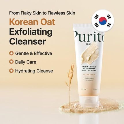 Purito Oat Exfoliating Facial Polish Cleanser - Hydrating Daily Face Wash - Image 3