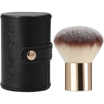 Tb Tools For Beauty Kasho018 T4B Kashoki 200 Kabuki Brush For Face Gold Pink Makeup Brush With Synthetic Taklon Fibers And Black Comfortable Brush Holder