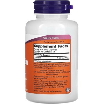 Now Quercetin 500Mg 100 Veg Capsules