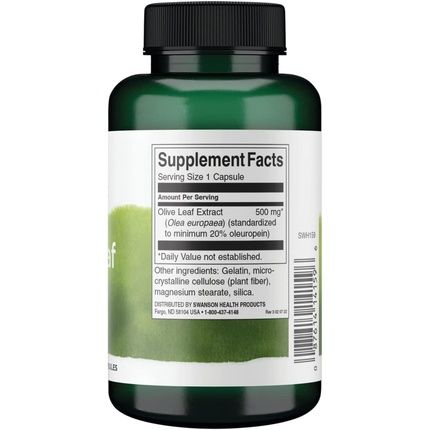 Swanson Olive Leaf Extract Capsules With 20% Oleuropein 120 Capsules 500Mg - Image 3