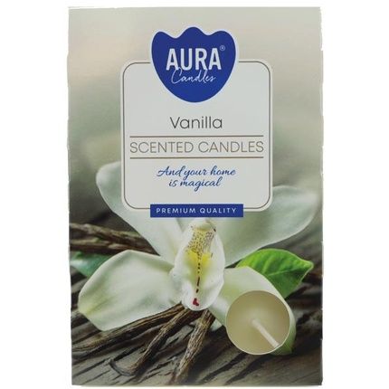 Aura Candles Scented Tealights Vanilla 6 Pack 12X8X18 Cm Approx 4 Hours Burning Time