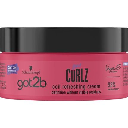 Schwarzkopf Got2B Vegan Curl And Coil Refresher Hair Cream With Coconut Oil Castor Oil Argan Oil And Shea Butter 200Ml